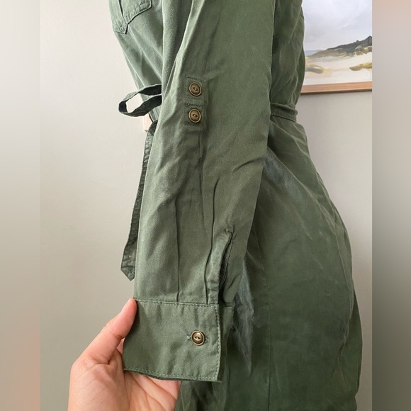 Banana Republic Army Green Button Down Dress 2P - Picture 5 of 16